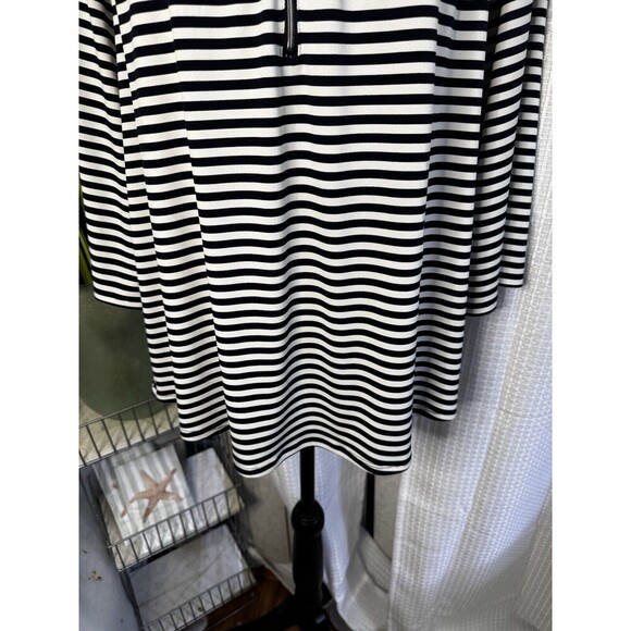Chicos Women’s 1 US M Striped Pleated Neck Zip w/Metal Tassel Long Sleeve Tunic - Picture 3 of 8